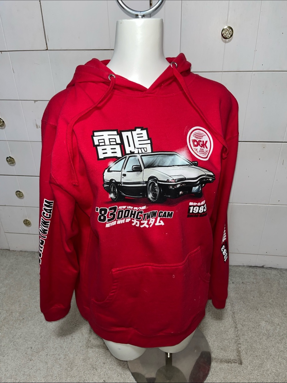 DGK Red Graphic Hoodie with Car Print